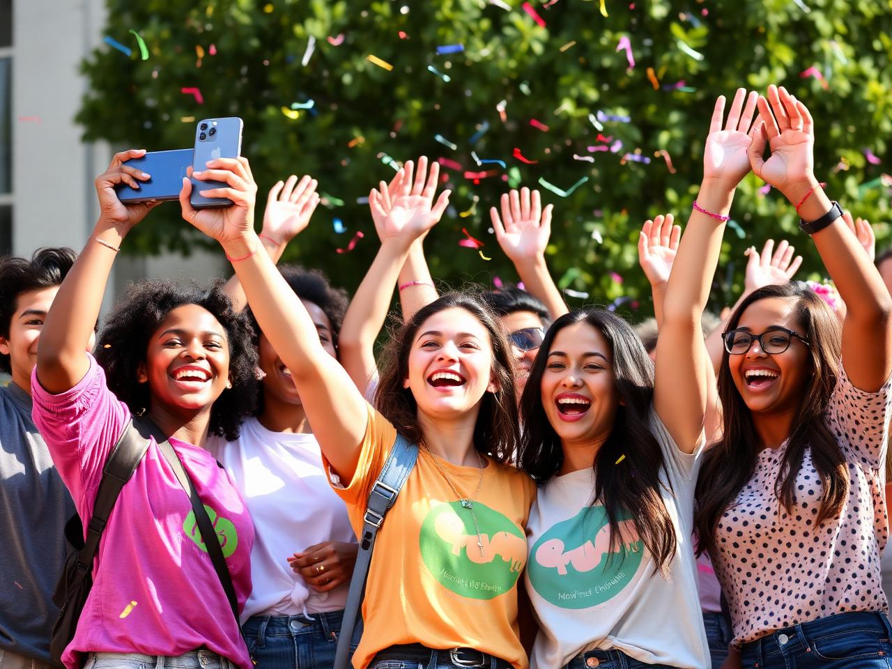 People celebrating a fundraising challenge
